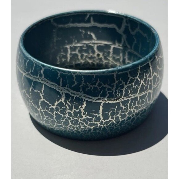 Wide Chunky Cracked Effect Quality Bracelet Bangle cuff bracelet Blue Green Sz 8 - Picture 1 of 7